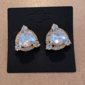 Gold and Crystal Stud Earrings